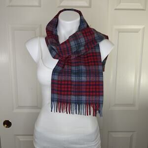 Vintage Pendleton plaid fringed 100% virgin wool scarf